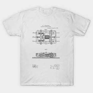 Electric Railway Motor Vintage Patent Hand Drawing T-Shirt